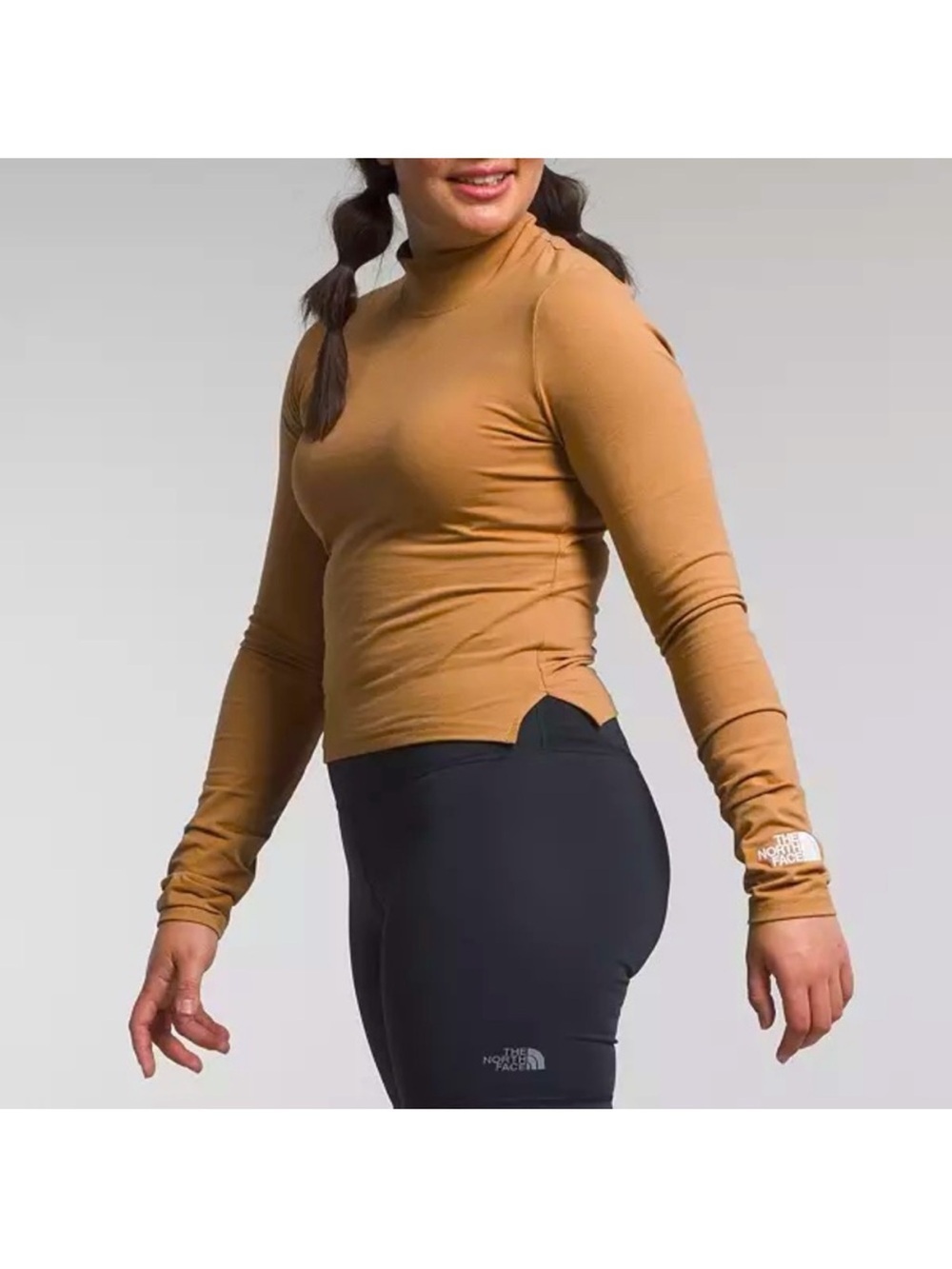 The North Face Women's Evolution Long-Sleeve Fitted Mock Neck Top Almond Butter